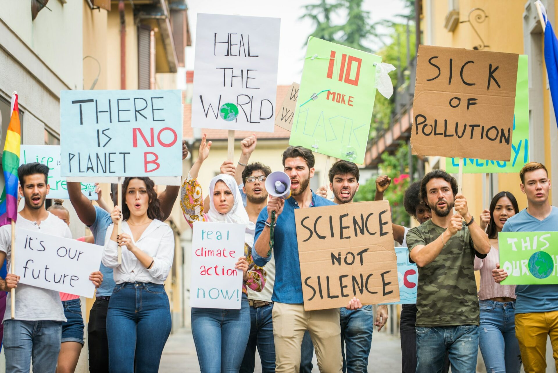 Activists demonstrating against global warming