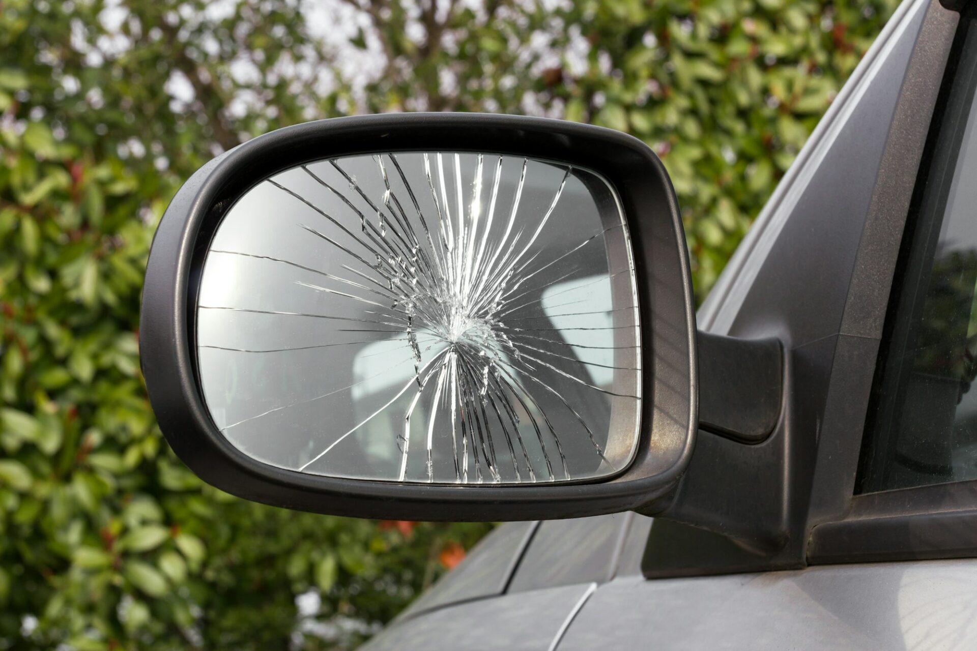 Damaged rearview mirror